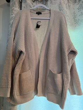 Chunky Open-Front Cardigan Sweater - Light Grey